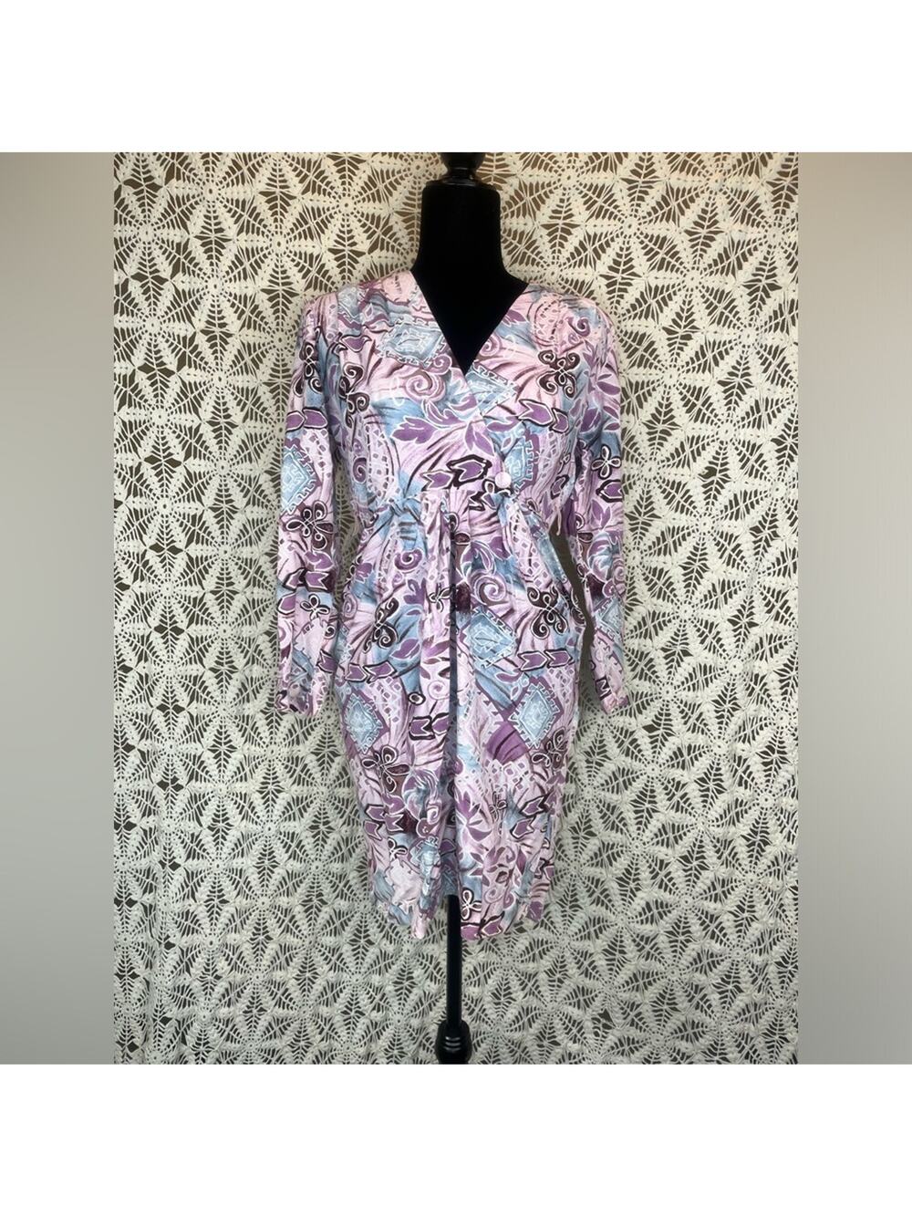 80’s Purple Patterned June Berry Wrap Dress